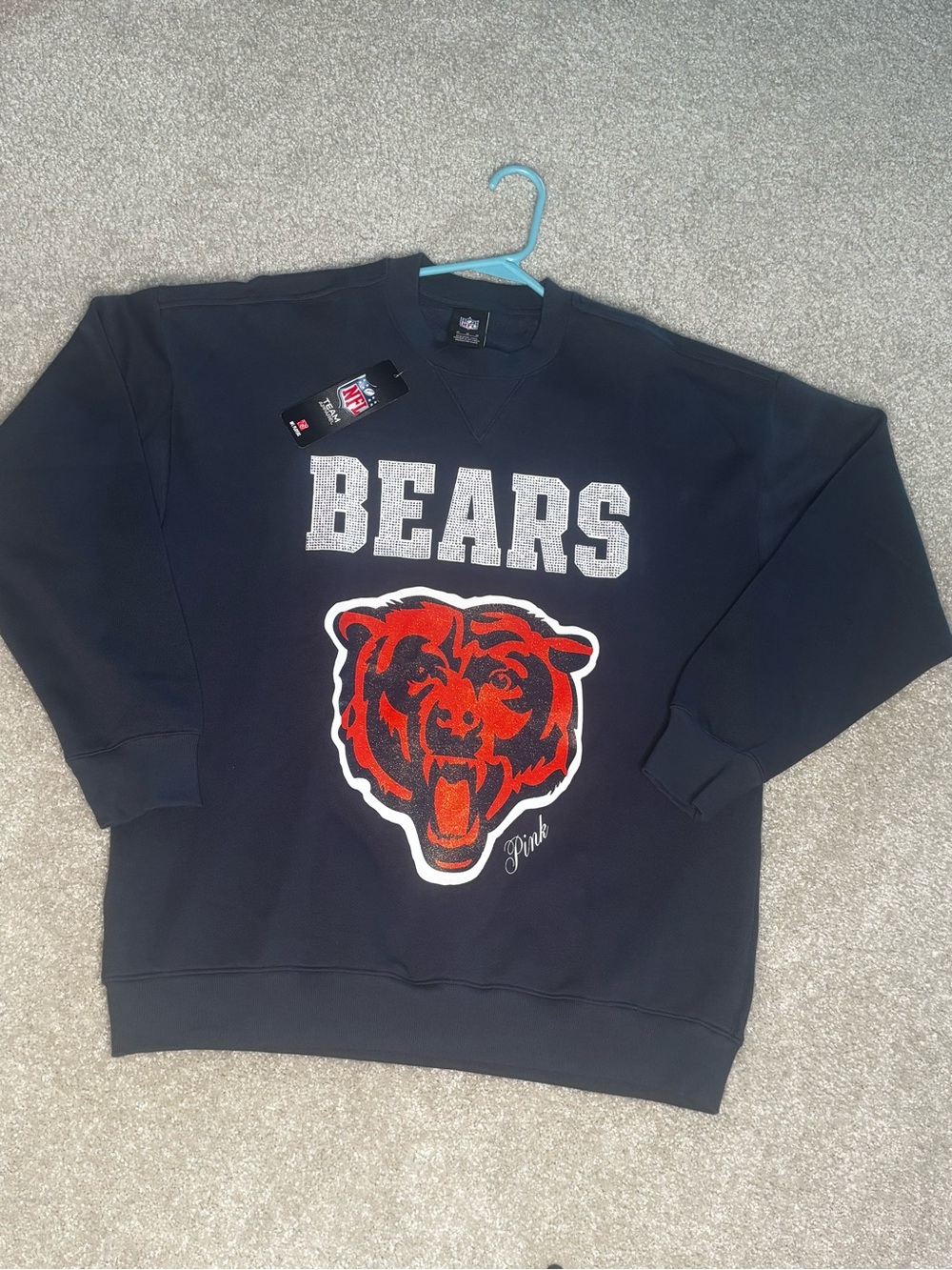 PINK Victoria's Secret Black Crewneck Sweatshirt with Red Bear Graphic